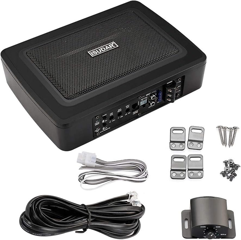 ISUDAR 9 Zoll schlanker Max 600W Subwoofer Aktiv Powered Untersitz-Auto Audio Subwoofer eingebautem