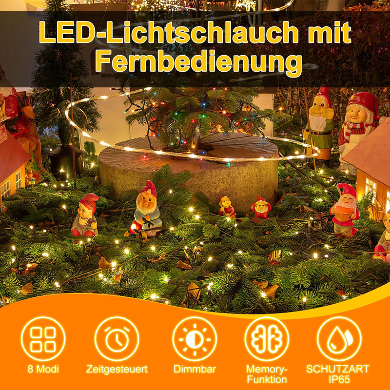 Lospitch 20m LED Lichtschlauch Aussen IP20 Lichterschlauch warmweiss 480 LED Schlauch, Schwarz Contr