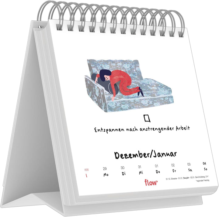 Flow - Was uns wirklich glücklich macht - Wochenkalender 17 x 16 mit Spiralbindung, 53 Illustratione
