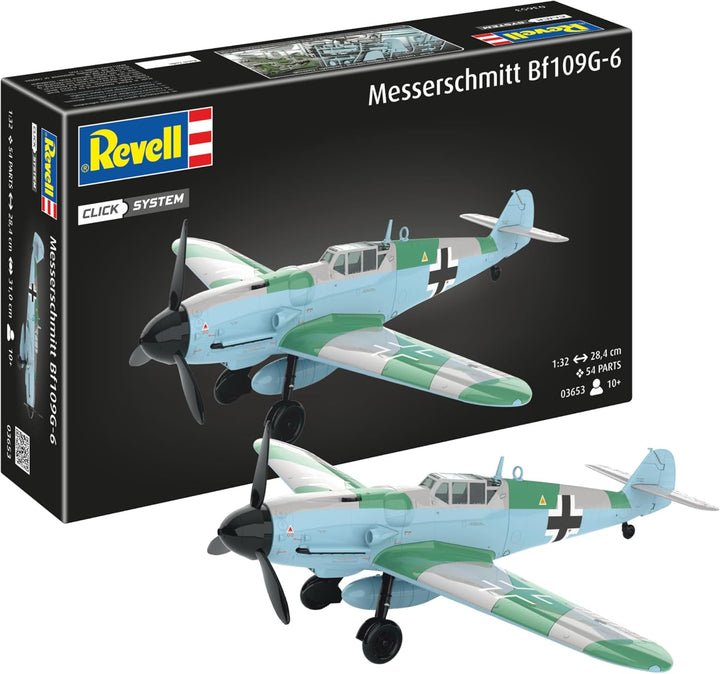 Revell Modellbausatz I Messerschmitt Bf109G-6 I Easy-Click-Bausatz I Detailreiches Militärfahrzeug I