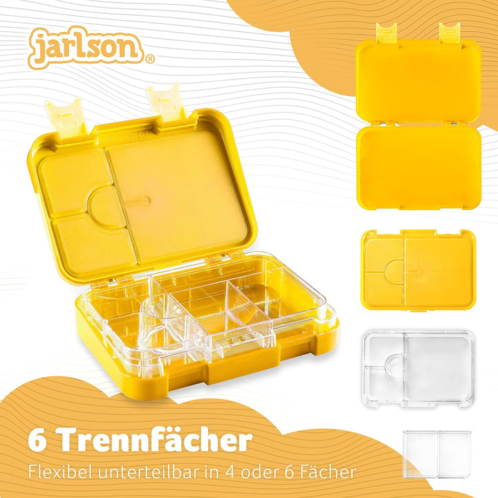 Jarlson® Brotdose für Kinder mit 6 Fächern TONI - Lunchbox - Bento Box auslaufsicher – Jausenbox für