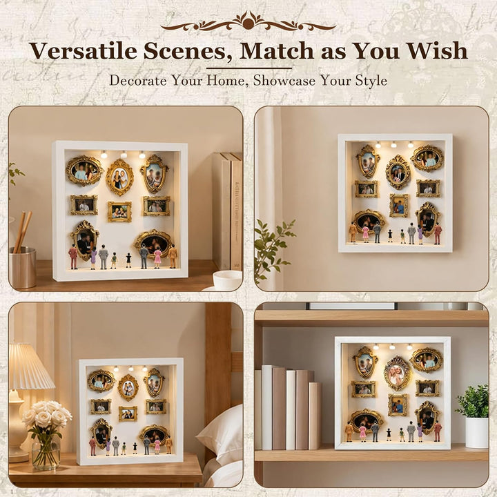 Idota DIY Mini Museum Silhouetten Box mit LED Vintage Bilderrahmen