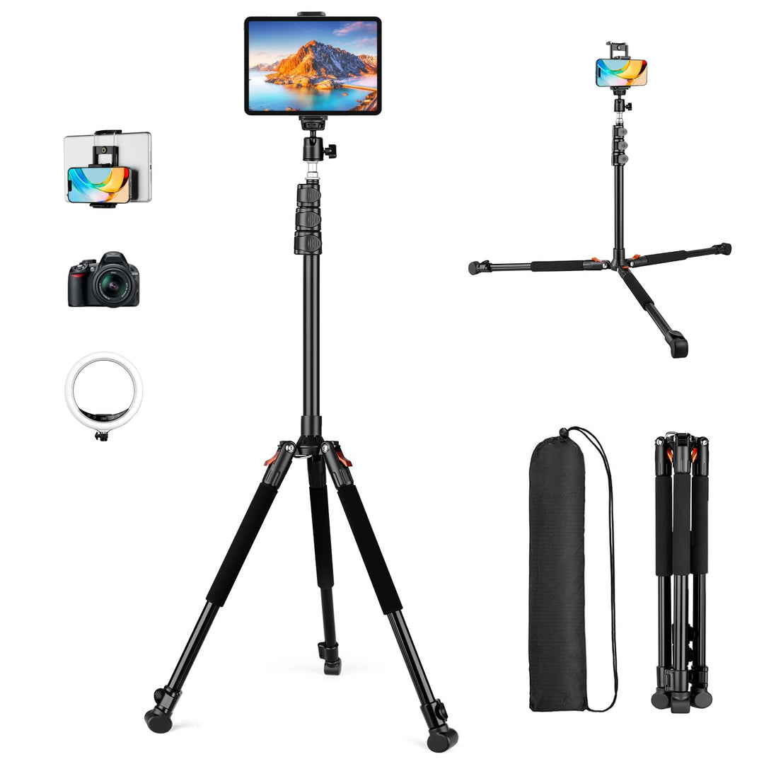 200cm Kamera Stativ, Leichtes Camera Tripod mit 360°Drehkugelkopf, Tragbar Fotografie Lichtstativ, A