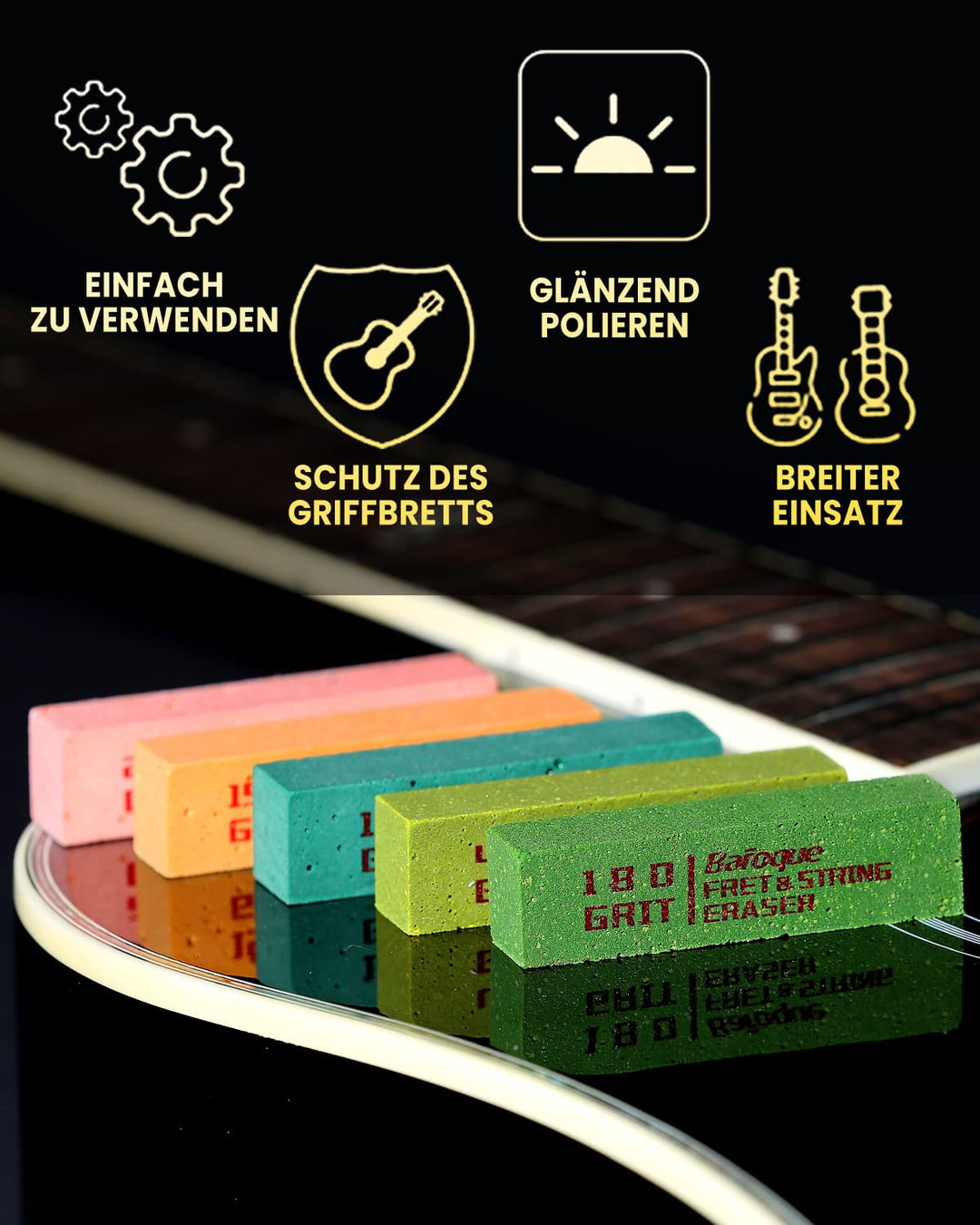 Gitarren Bundradierer Set, Bundfeile für Gitarre, Schleifgummi Gotarre, Gitarre Bund Polieren, Gitar