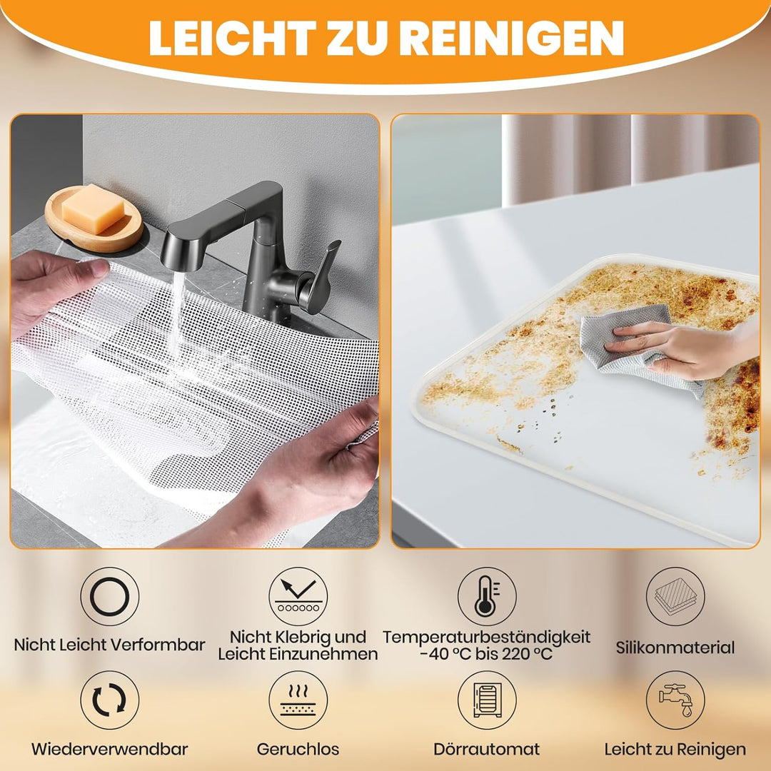 4er Silikon-Dörrfolie mit Rand, 4er Mesh Dörrfolie Silikon, Fruchtleder Matte Dörrautomat Zubehör Fü