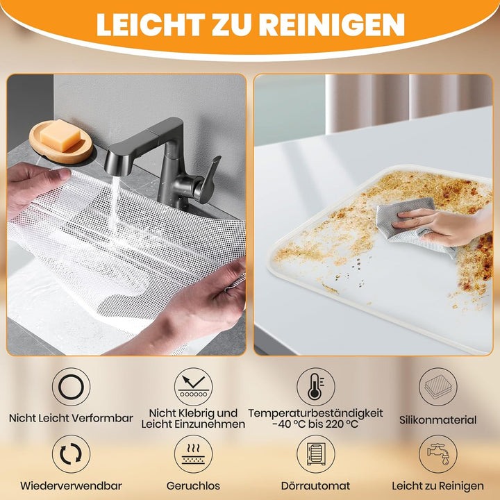 4er Silikon-Dörrfolie mit Rand, 4er Mesh Dörrfolie Silikon, Fruchtleder Matte Dörrautomat Zubehör Fü