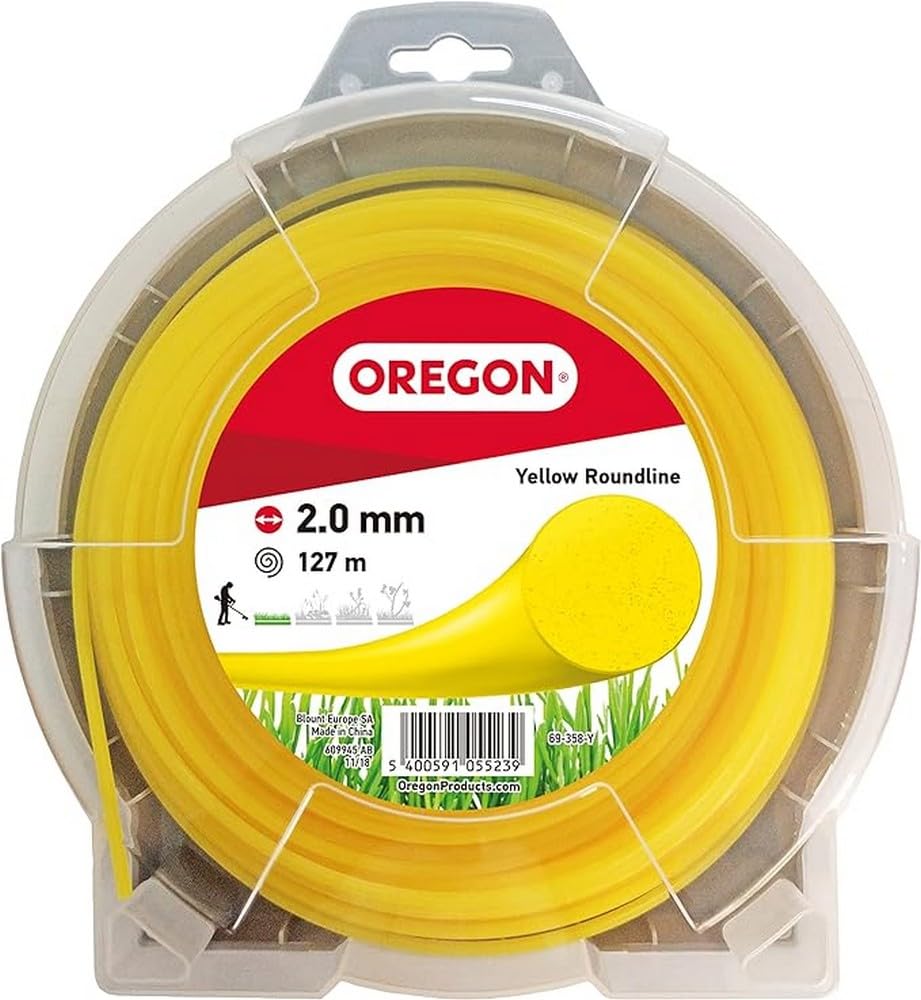 Oregon Gelber Mähfaden 2mm mit rundem Querschnitt, für Rasentrimmer und Freischneider, professionell