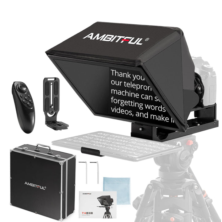 Ambitful T14Pro Teleprompter für Kamera, iPad, Android-Tablet, Smartphone, App-Steuerung/keine Monta