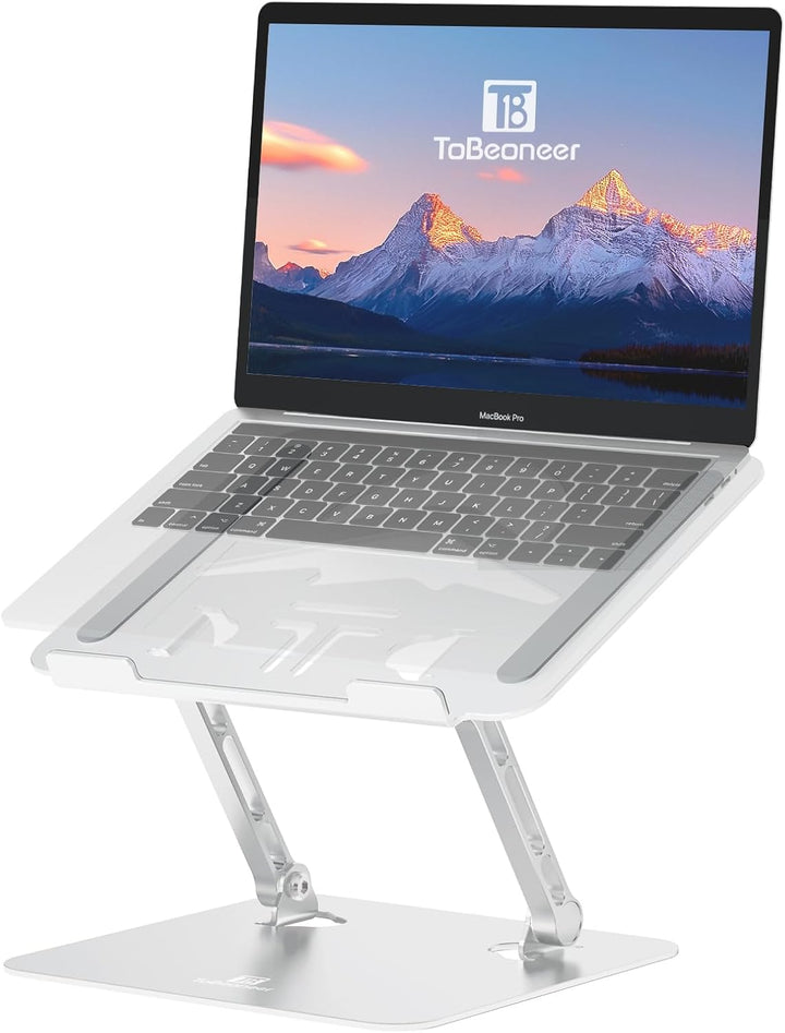 Ergonomischer Laptop Ständer aus Aluminium, Höhenverstellbar &amp; Faltbar, Stabil &amp; rutschfest, Verbess