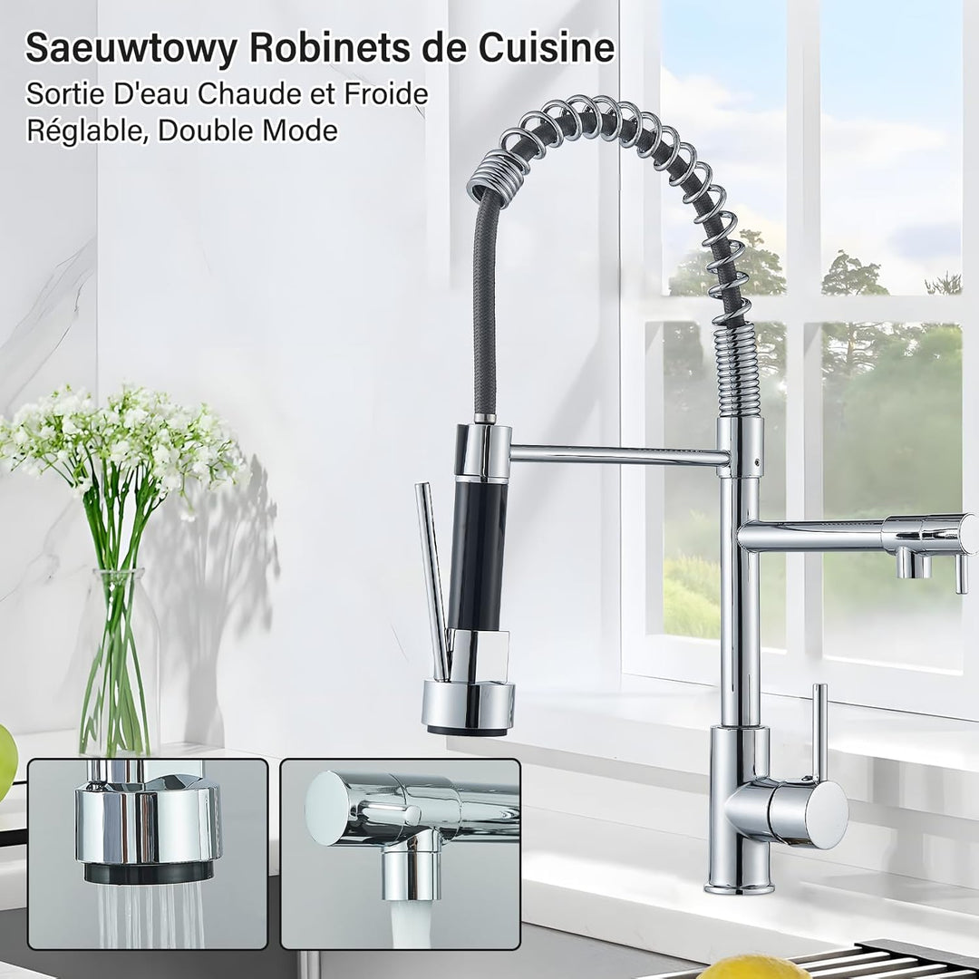Saeuwtowy Küchenarmatur mit 2 Strahlarten, Einhebelmischer, Wasserhahn, Sprühflasche, Doppelfunktion