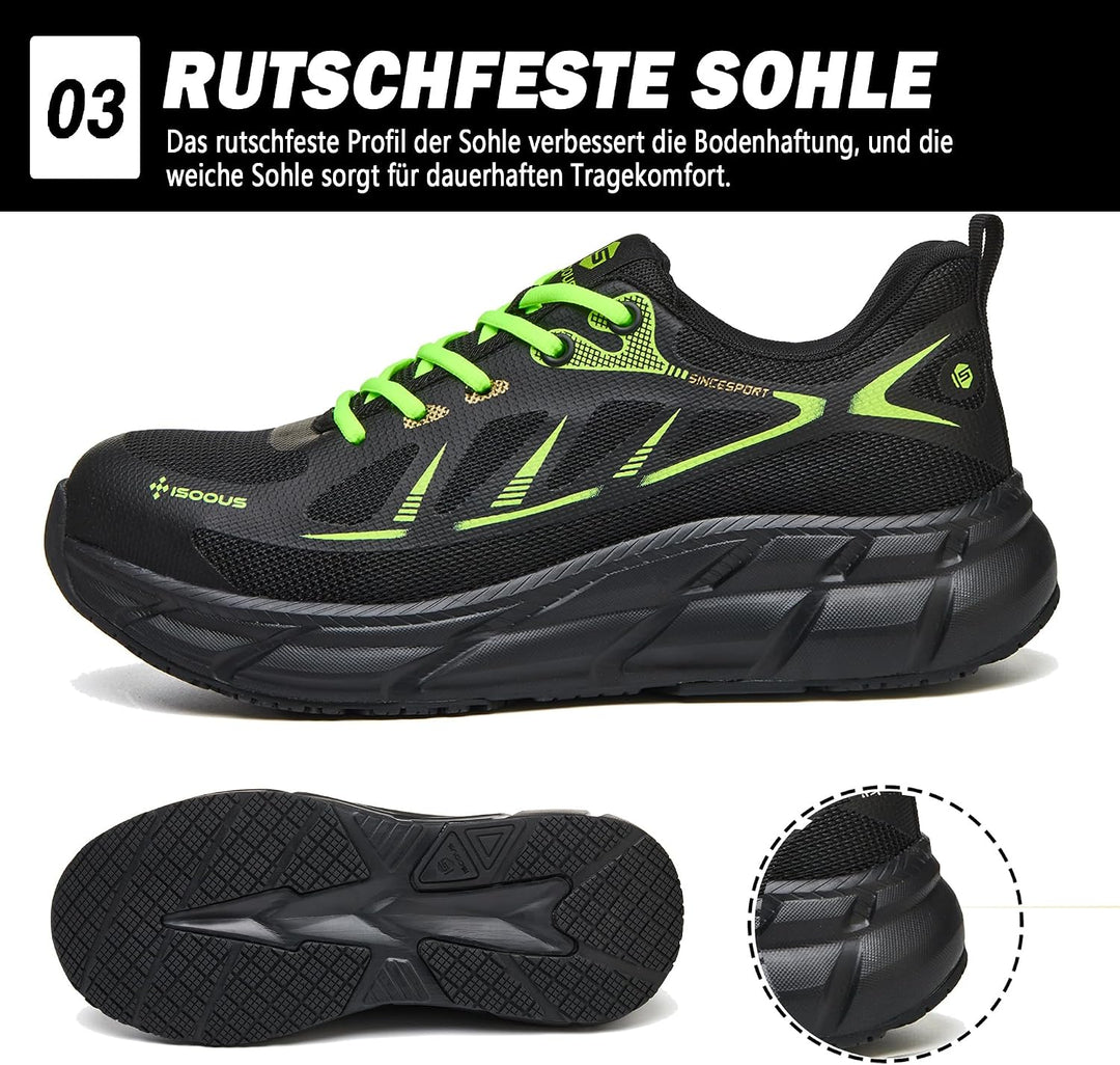 ISOOUS Arbeitsschuhe Herren Sicherheitsschuhe Damen Stahlkappenschuhe Sportlich Atmungsaktiv Schutzs