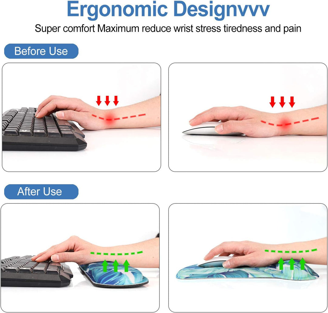 ToLuLu Tastatur-Handgelenkauflage, ergonomisches Mauspad Set, für Computer, Laptop, rutschfestes, Ha