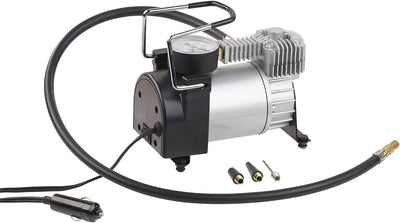 Lescars Minikompressor: Mini-Luft-Kompressor mit Manometer, 12 V, 100 psi, 168 Watt, 3 Adapter (Komp