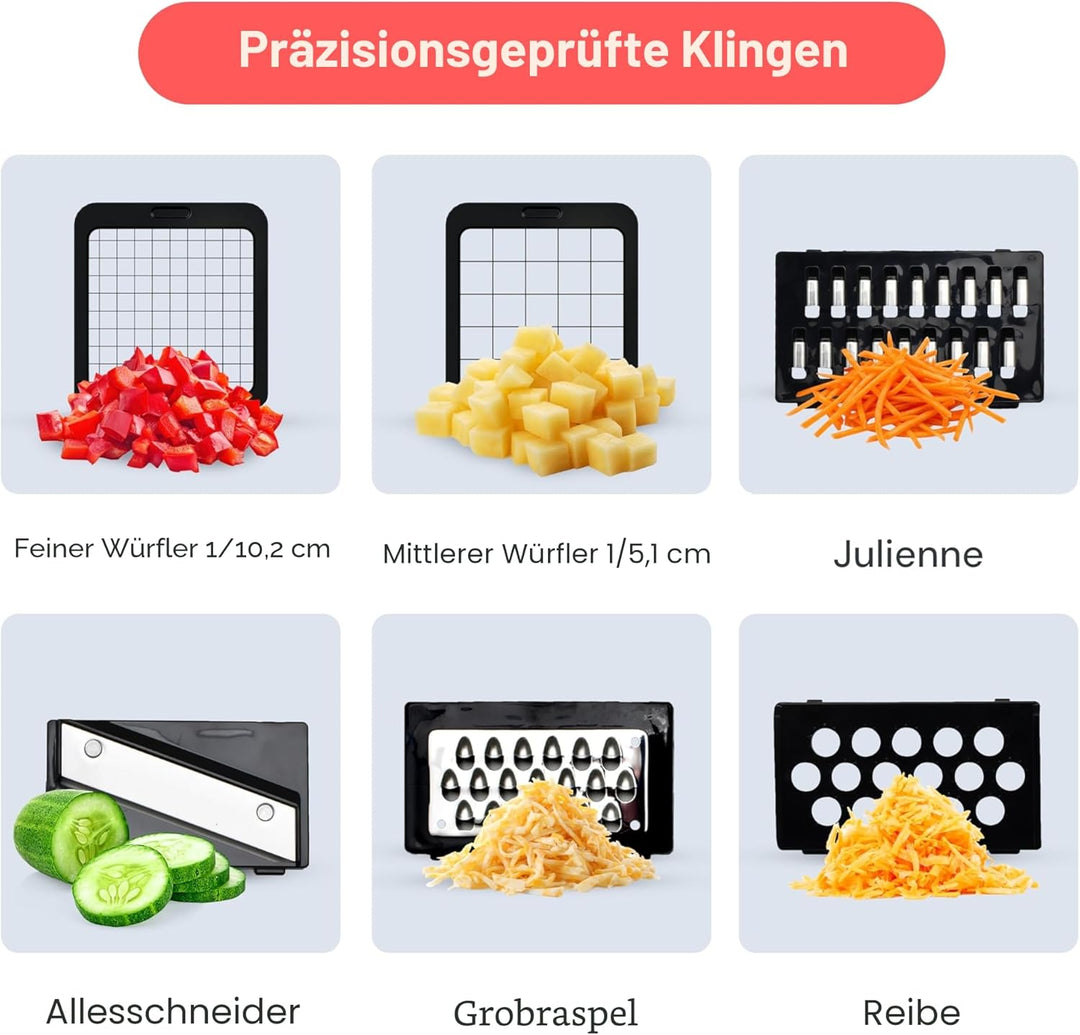 Fullstar Gemüseschneider und Mandoline Gemüsehobel - Julienne- und Würfelschneider für Gurken Zwiebe