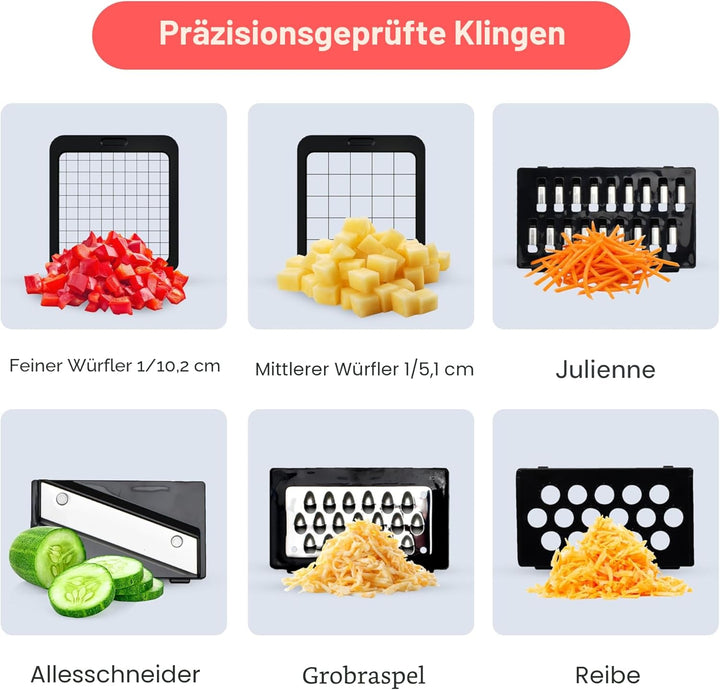 Fullstar Gemüseschneider und Mandoline Gemüsehobel - Julienne- und Würfelschneider für Gurken Zwiebe