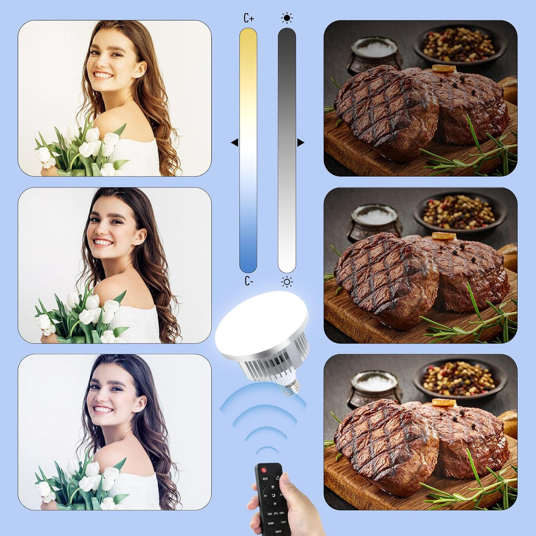 FGen LED Fotolampe, 2X135W Aufrüstung Fotoleuchte E27 3000-6500K Einstellbar mit Fernbedienung, LED