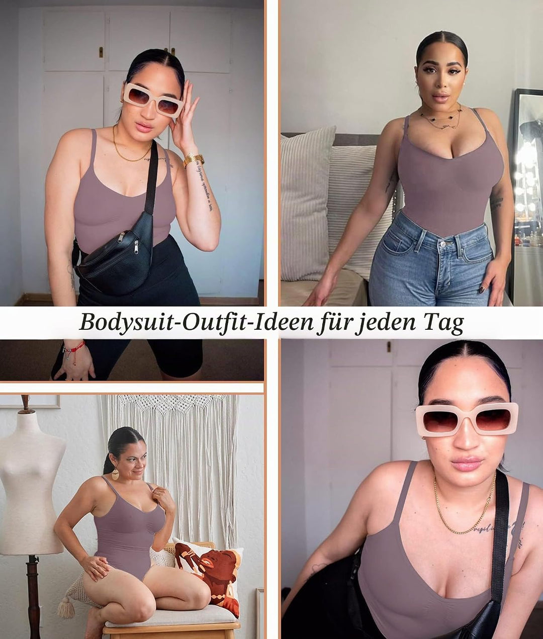 SHAPERX Shapewear Damen Bauchweg Bodysuit Formender Body Shaper Sculpting Tanga mit Verstellbarer Sc