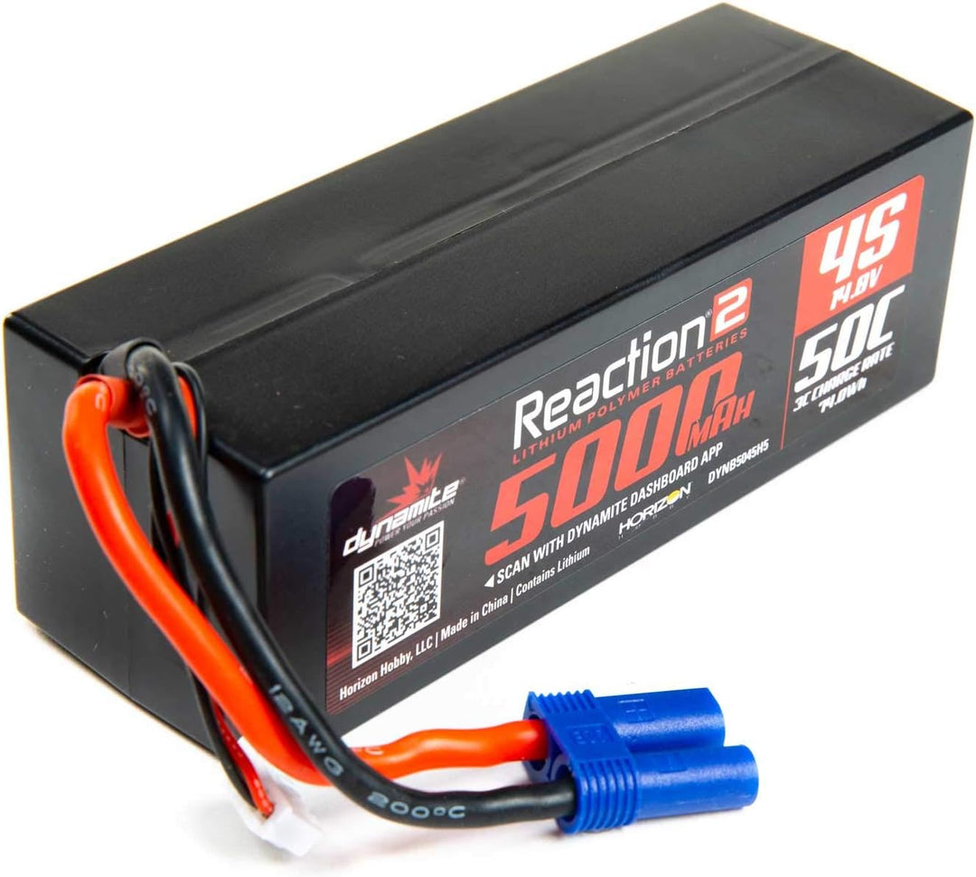 14.8V 5000mAh 4S 50C Reaction 2.0 Hardcase LiPo Battery: EC5