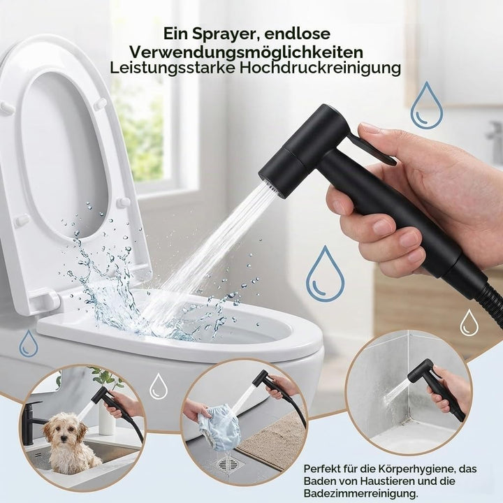 Edelstahl Bidet Handbrause Set Robuste WC Dusche Bidet Sprayer mit Halterung, T-Adapter &amp; Schlauch f