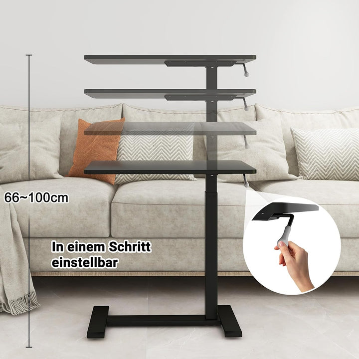 PUNCIA Laptoptisch höhenverstellbar 66-100cm drehbarer Laptopständer mit Rollen mobiles Stehpult Übe