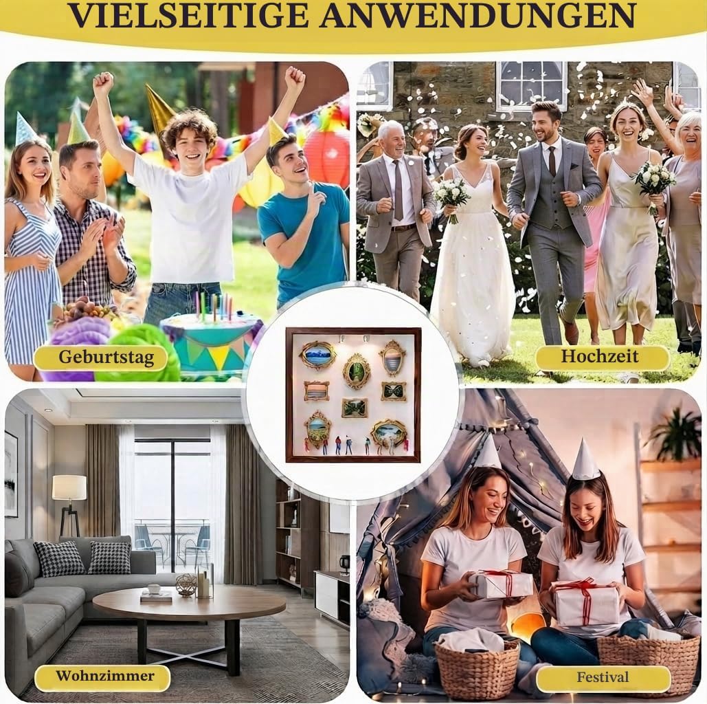 DIY Mini Museum Silhouette Box Kit,8 Frames,8 Figures, 2 Lights,1Klebeband
