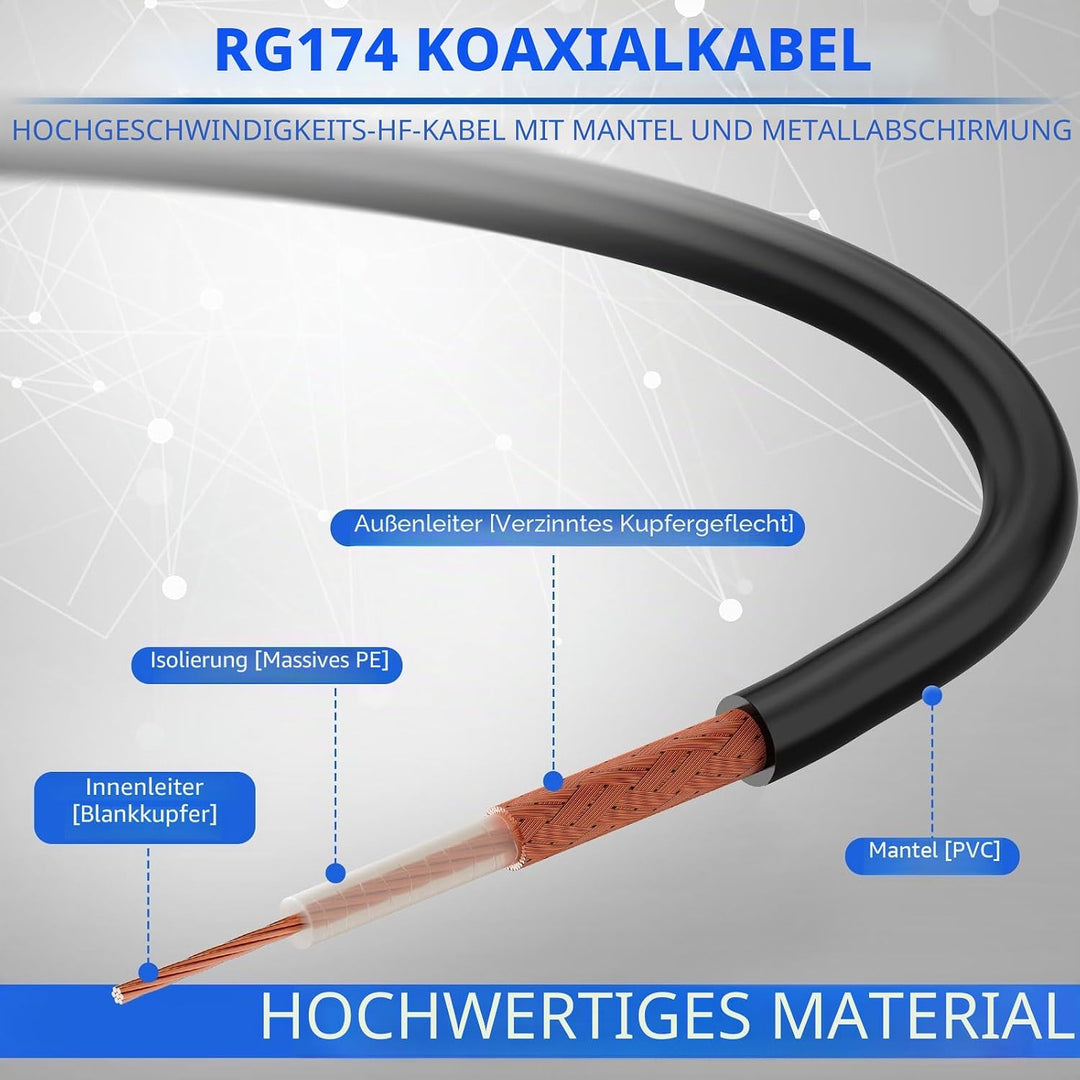 Superbat SMA Kabel WLAN Antenne verlängerungskabel 5m 2Stk:SMA-Stecker auf Buchse Kabel, Verlustarme