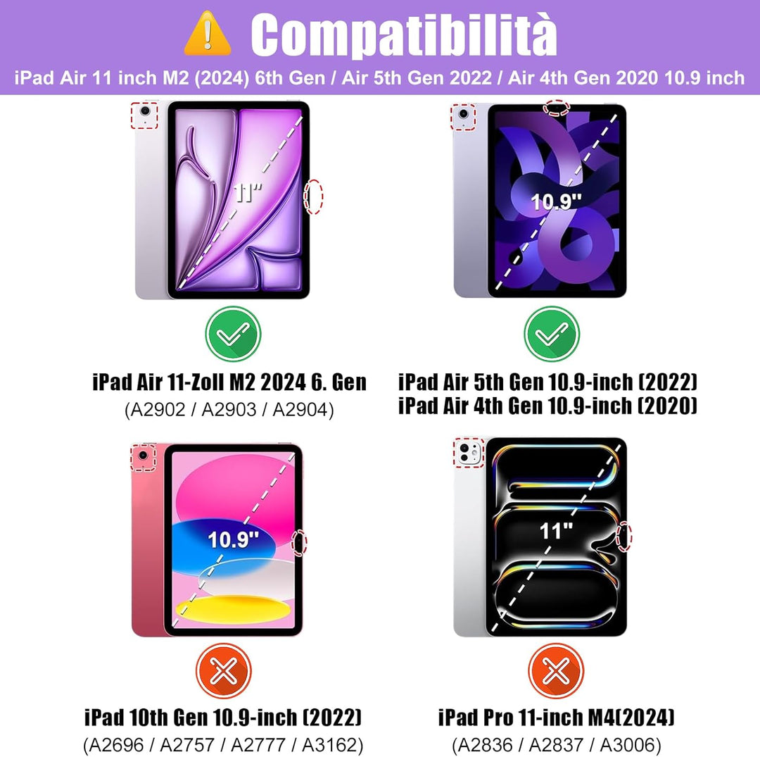 Tastatur Hülle für iPad Air 11 Zoll M2 2024 Italienisch