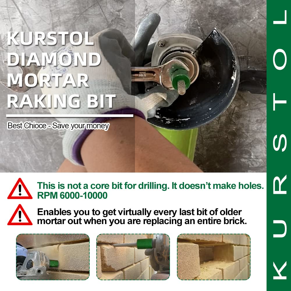 KURSTOL Diamant Mörtel Hakenbohrer – Diamant Fugenfräser 8 mm x 25 mm mit M14 Gewinde für Mauerwerk,