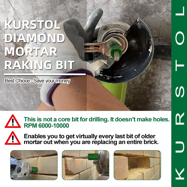 KURSTOL Diamant Mörtel Hakenbohrer – Diamant Fugenfräser 8 mm x 25 mm mit M14 Gewinde für Mauerwerk,