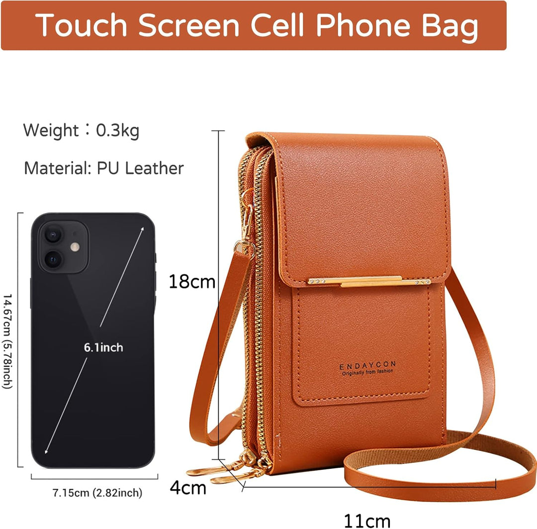 PORRASSO Handy Umhängetasche Touchscreen Crossbody Kleine Handytasche Mädchen Schultertasche PU Wass