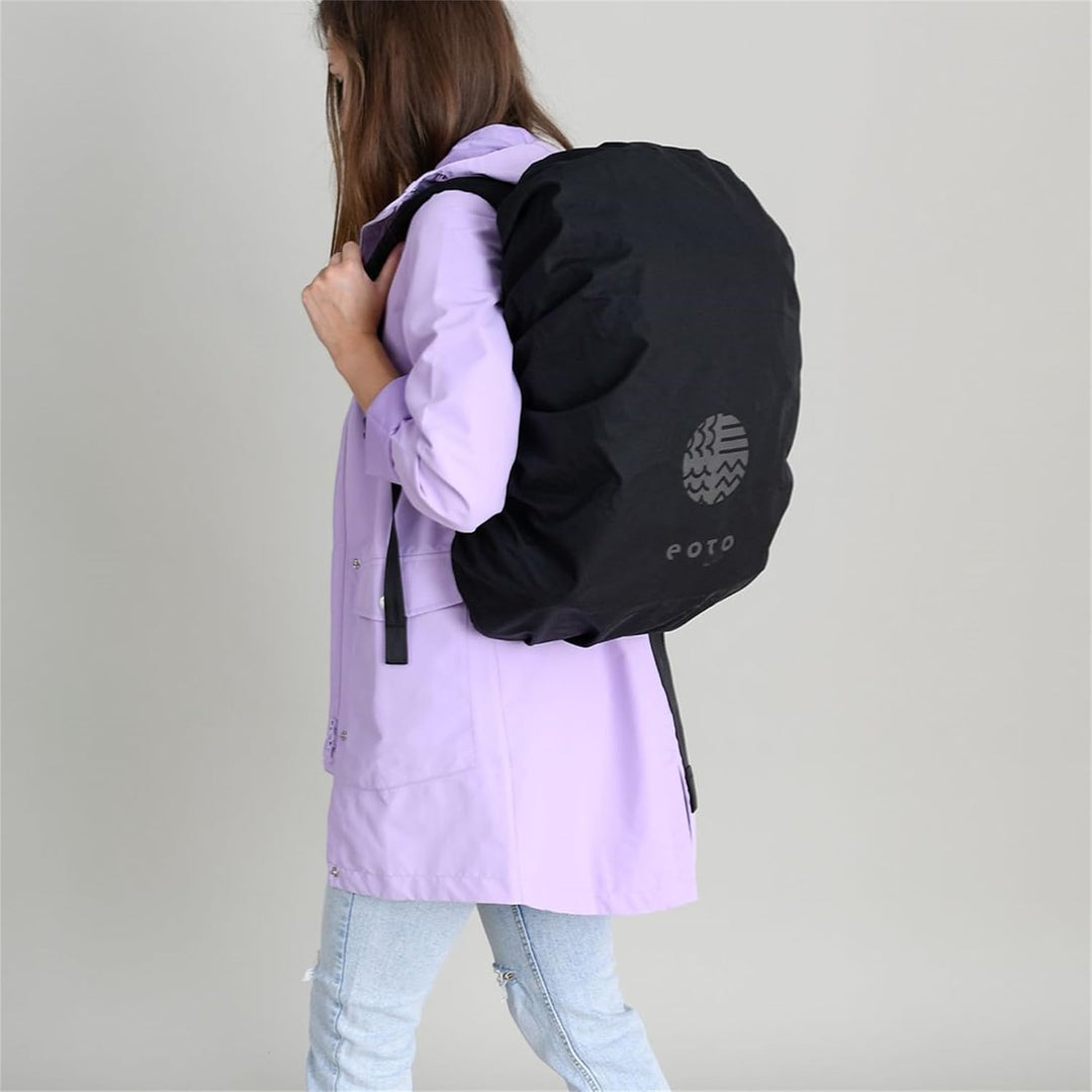 eoto Regenhülle RAIN:Bow Moonless Black, für alle eoto Rücksäcke, nachhaltig, fair, wasserabweisend,