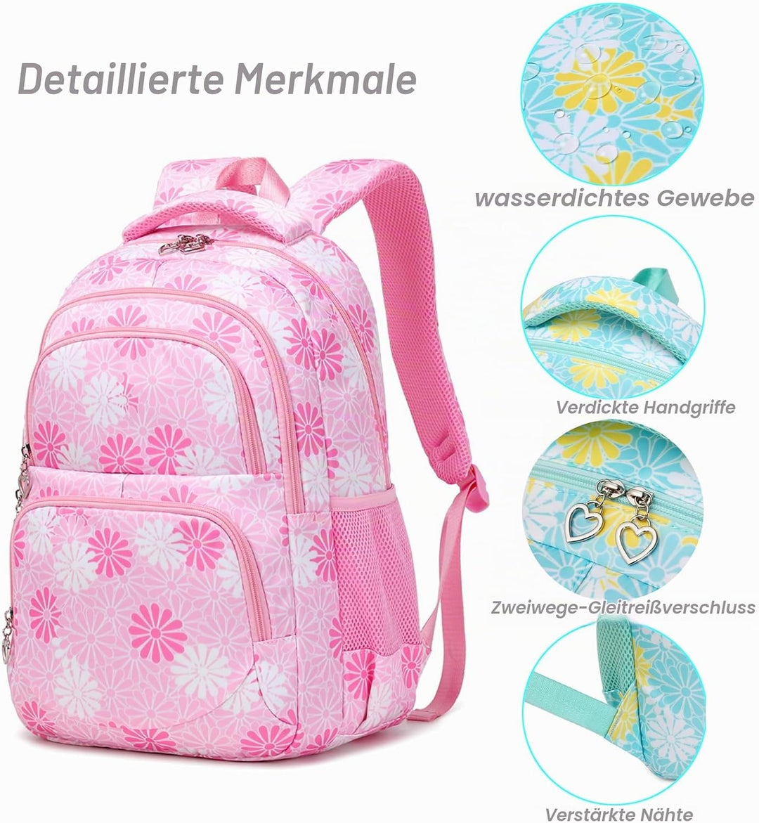 ZHIERNA Schulrucksack Mädchen Teenager Schule Rucksack Damen Schulranzen Kinder Schultasche mit Lunc