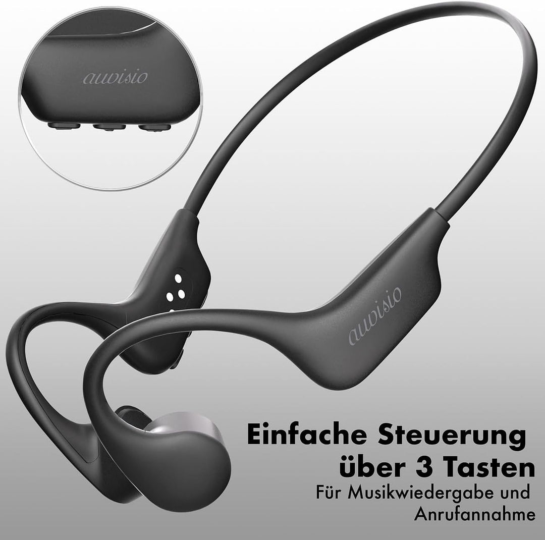 auvisio Knochenkopfhörer: Wasserdichter Knochenschall-Kopfhörer, Bluetooth 5.4, MP3, 32 GB, IP68 (Kn