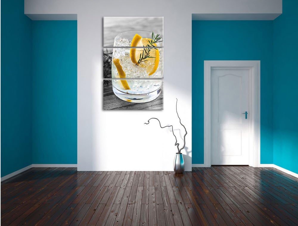 Pixxprint Drink mit Zitrone und Rosmarin als Leinwandbild/Grösse: 3 Teilig (120x80) cm/Wandbild/Kuns