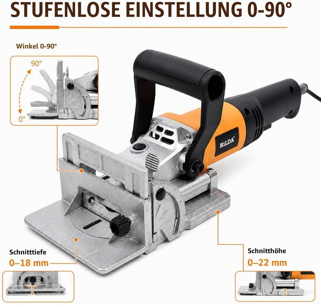Professional Universalfräse, 11600 U/min 0-90°Winkelschlitzung Flachdübelfräse Nutenfräse Lamellofrä