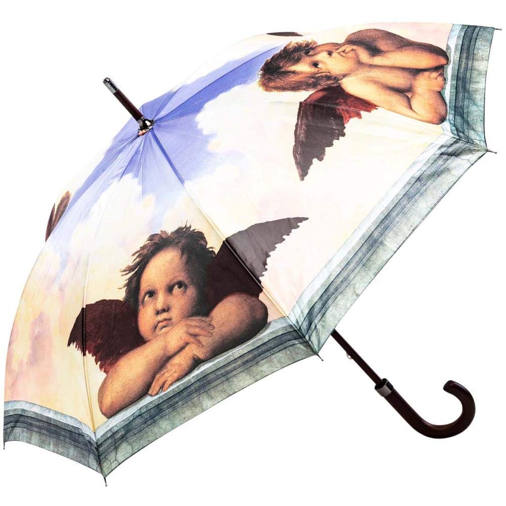 LUCKYWEATHER Regenschirm Stockschirm Damen/Herren Motiv Raffael Engel I Stockregenschirm gross und s