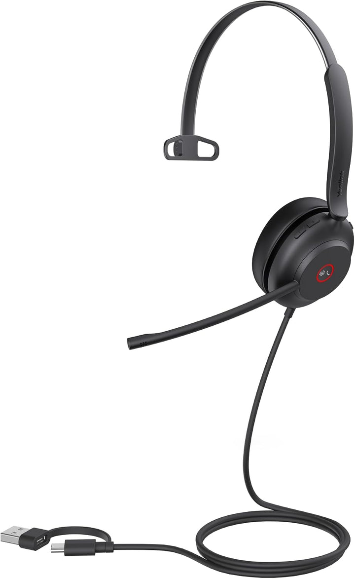 Yealink UH37 USB-Mono-Headset mit Geräuschunterdrückung, kabelgebundenes Headset für PC-Laptop, Team