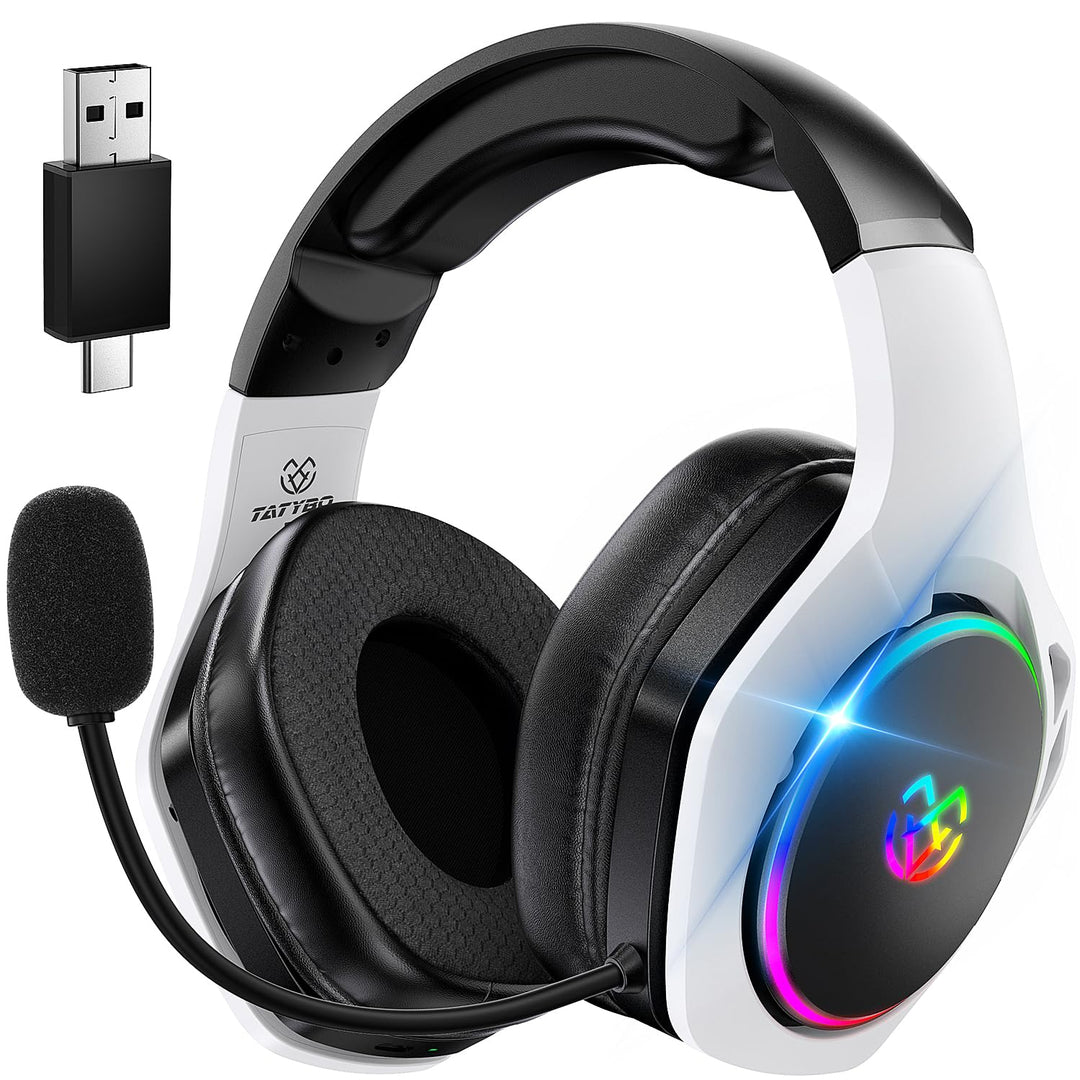 Tatybo Wireless Gaming Headset für Ps5/Ps4/PC/Switch, 2.4GHz & Bluetooth, unter 25 ms Latenz, 35 Std