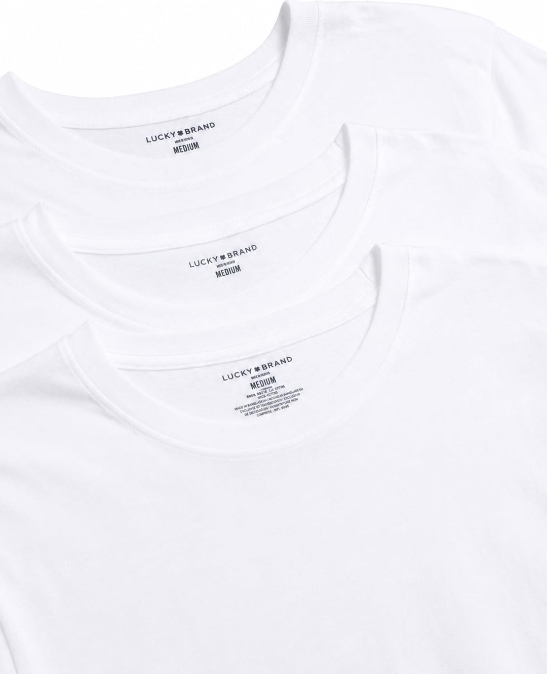 Lucky Brand Mens 3 Pack Crew Tees White S