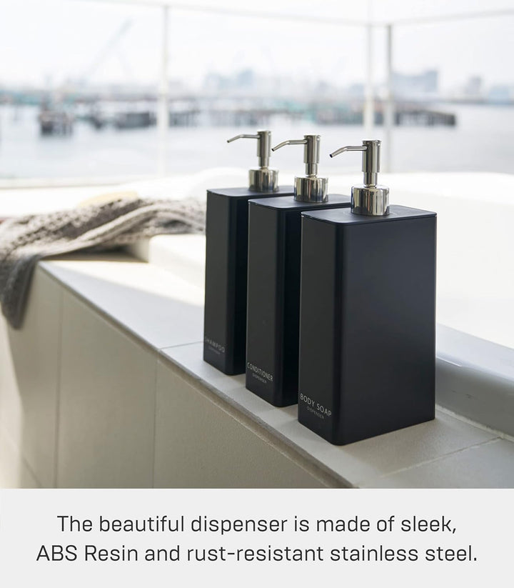 YAMAZAKI Shampoo Dispenser Spender für die Dusche, Moderne Flaschenpumpe, ABS-Kunststoff, Harz, Edel