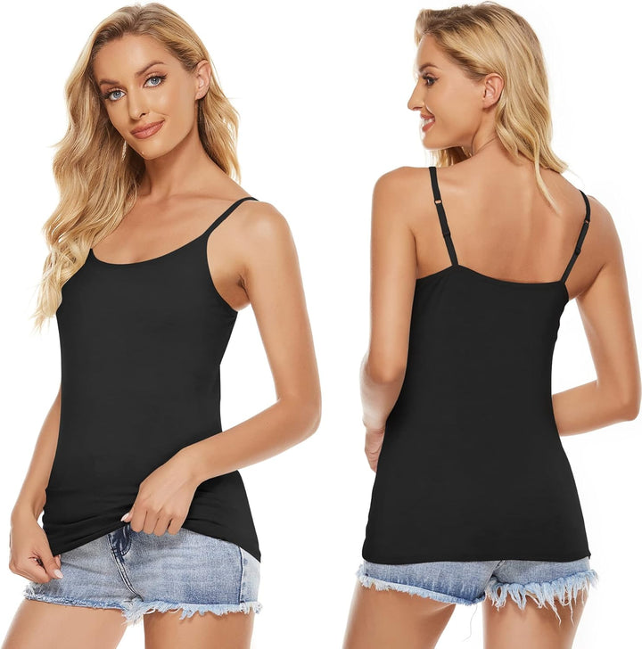 BQTQ 5 Stück Unterhemd Damen Spaghetti Top Spaghettiträger Basic Cami Tank Tops mit Verstellbarer St