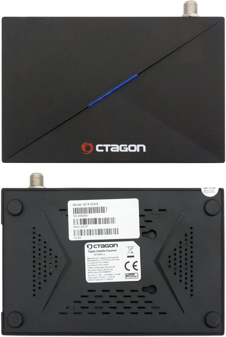 Octagon SFX6018 S2+IP no WiFi H.265 HEVC 1x DVB-S2 HD E2 Linux Smart Receiver, Satelliten Receiver m