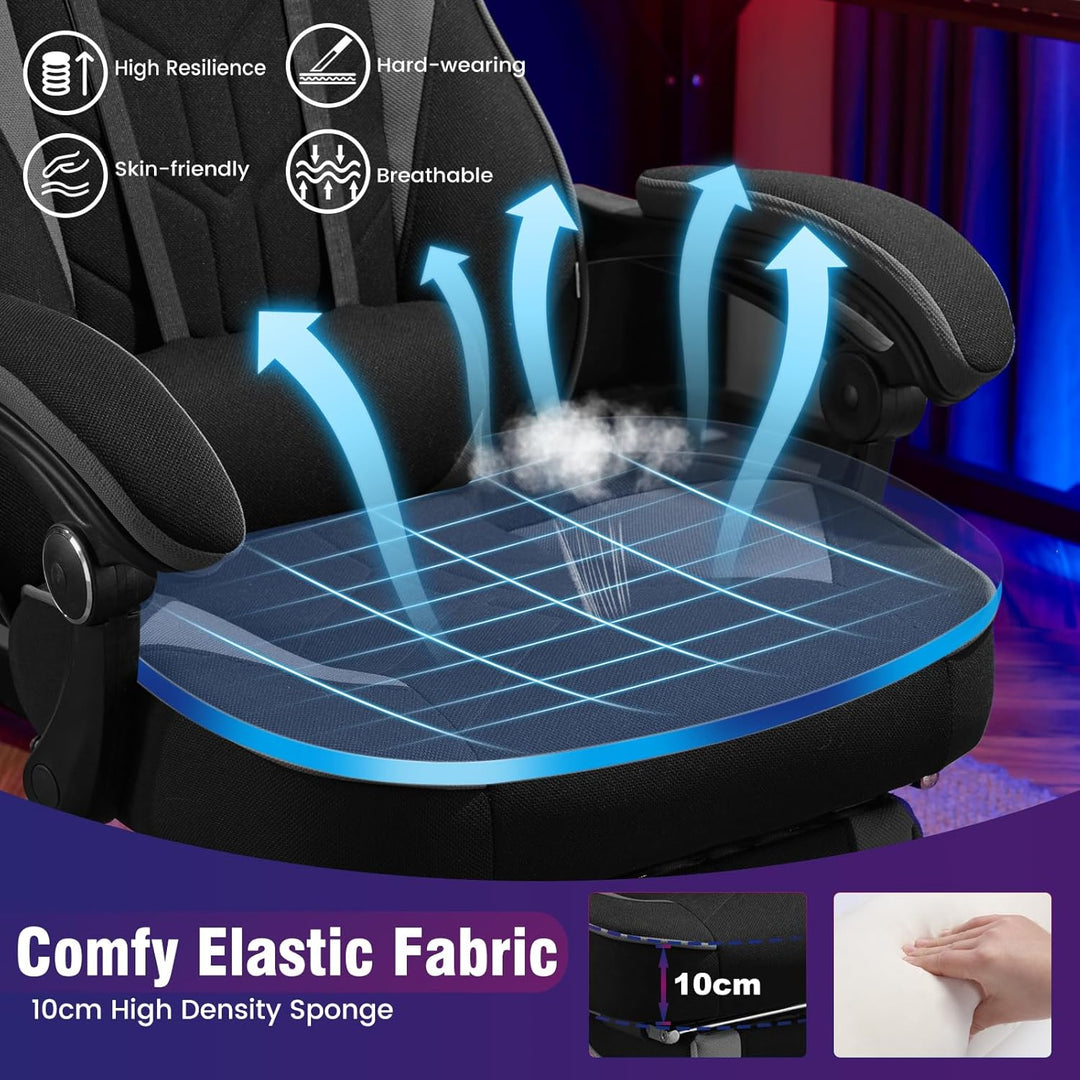 WOLTU Gaming Stuhl Stoff Atmungsaktiv Bürostuhl Gaming Chair Ergonomisch mit Lendenkissen, Gamer Stu