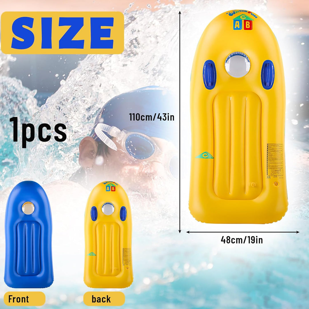Schwimmbrett Bodyboard Aufblasbar, dellyy 110 x 48cm Surfbrett Bodyboard mit Griffen, Schwimmhilfe A