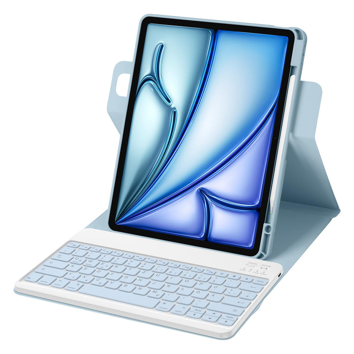 Bettdow für iPad Air 13 Zoll M3 2025/ M2 2024 Tastatur Hülle, Hoch-/Querformat Verwenden Hülle, Deut