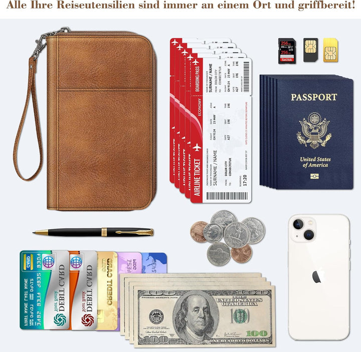 FINTIE Reisepasshülle für Familien 4–6, RFID-blockierend, Reisedokumenten-Organizer, Clutch für Reis