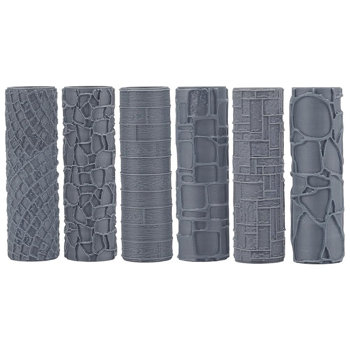 OLYCRAFT 6 Stück Textur Roller 6 Muster 3D gedruckte Miniatur Roller Set Ton TexturRoller RPG Zubehö