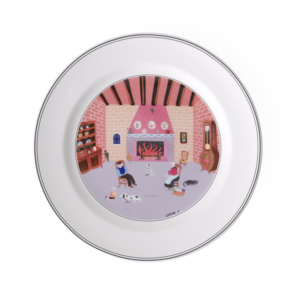 Villeroy und Boch Design Naif Speiseteller Kamin, Premium Porzellan Speiseteller 27 cm Kamin, Speise