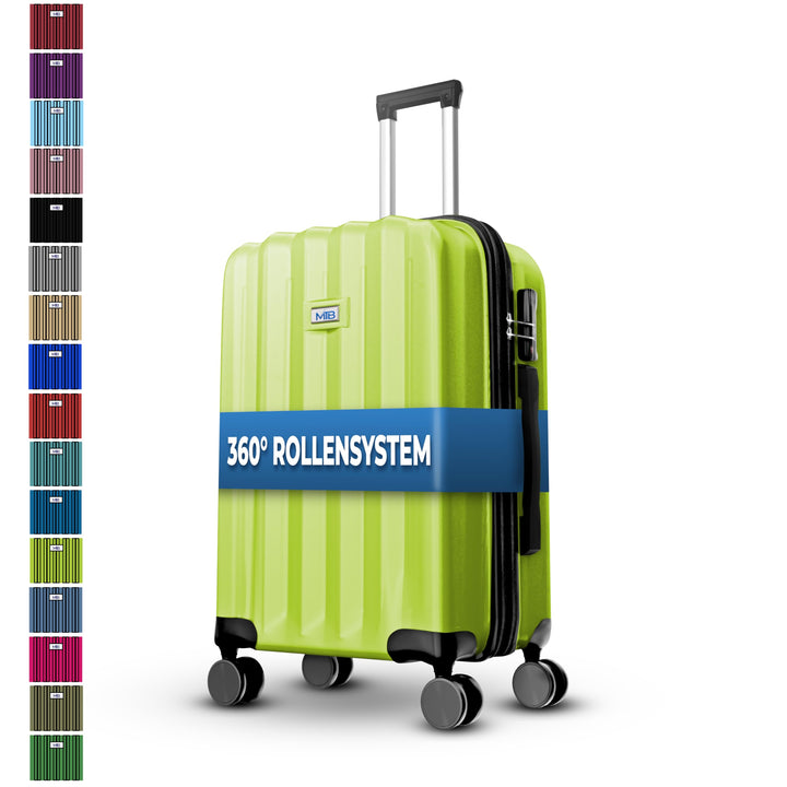 Hartschalen-Koffer Trolley ABS Reisekoffer 4 Zwillingsrollen (Handgepäck-Mittel-Gross-Set) + 5cm Deh