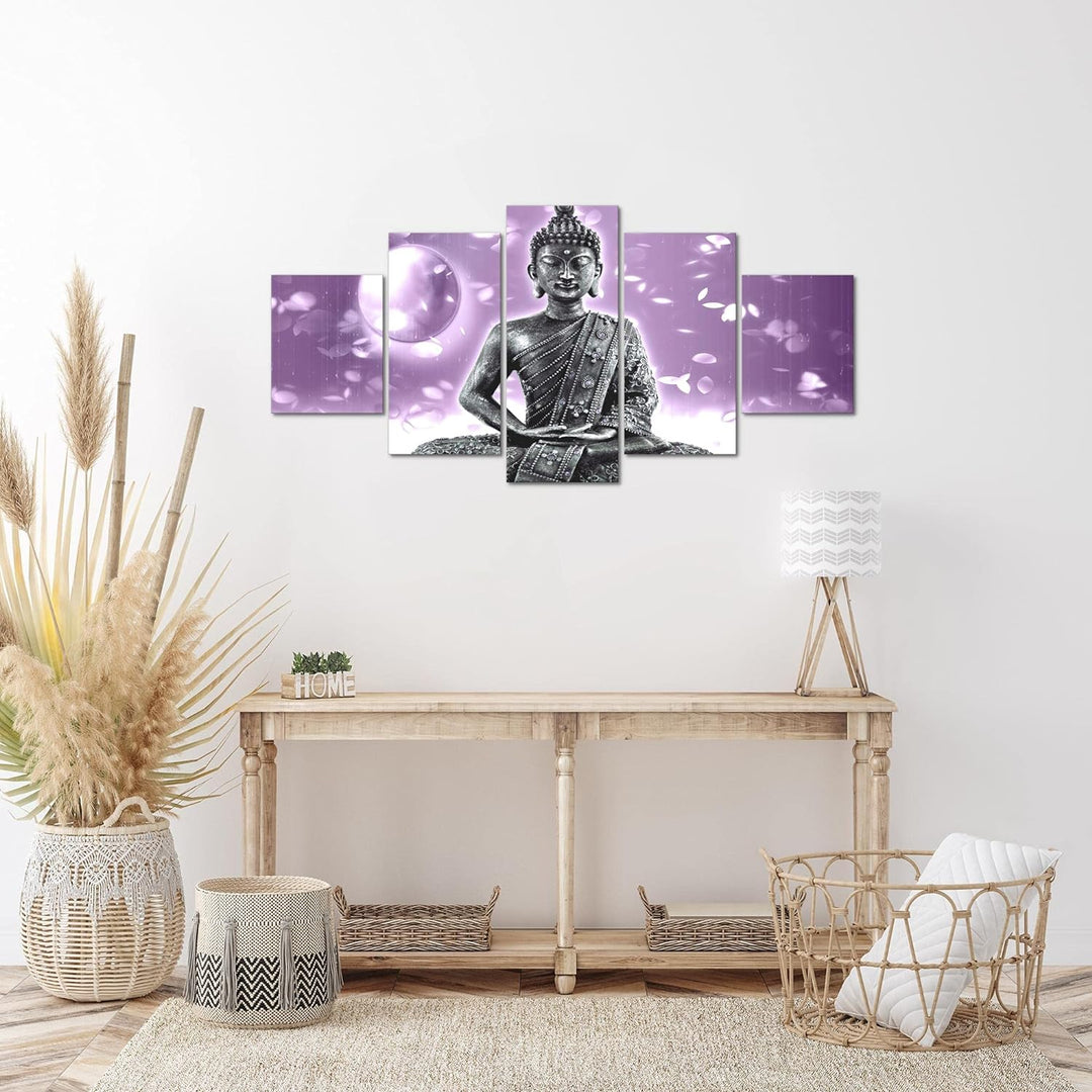 Runa Art Wandbilder Buddha Feng Shui 5 Teilig Bild auf Vlies Leinwand Deko Wohnzimmer Schlafzimmer R